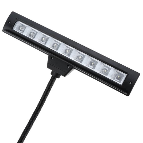 9 LED Flexible Clip-on Music Stand Reading Light Bed Table Desk Lamp Black - Picture 9 of 12