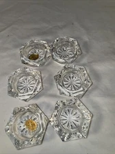 Lot of 6 Vintage Salt Cellers Clear Glass Bohemia Glass