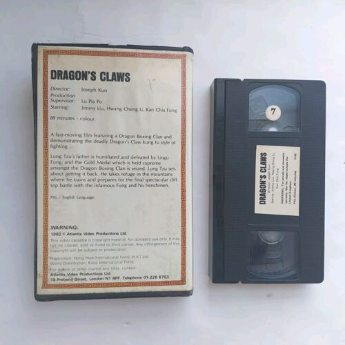 DRAGON'S CLAWS - Atlantis pre cert VHS video Rare Kung Fu Martial Arts - Picture 2 of 3