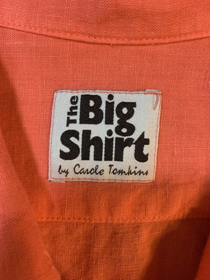 Camisa Carole Tomkins 1 de lino Scandi The Big para mujer XL arte para usar logotipo costero Foto 4 de 4