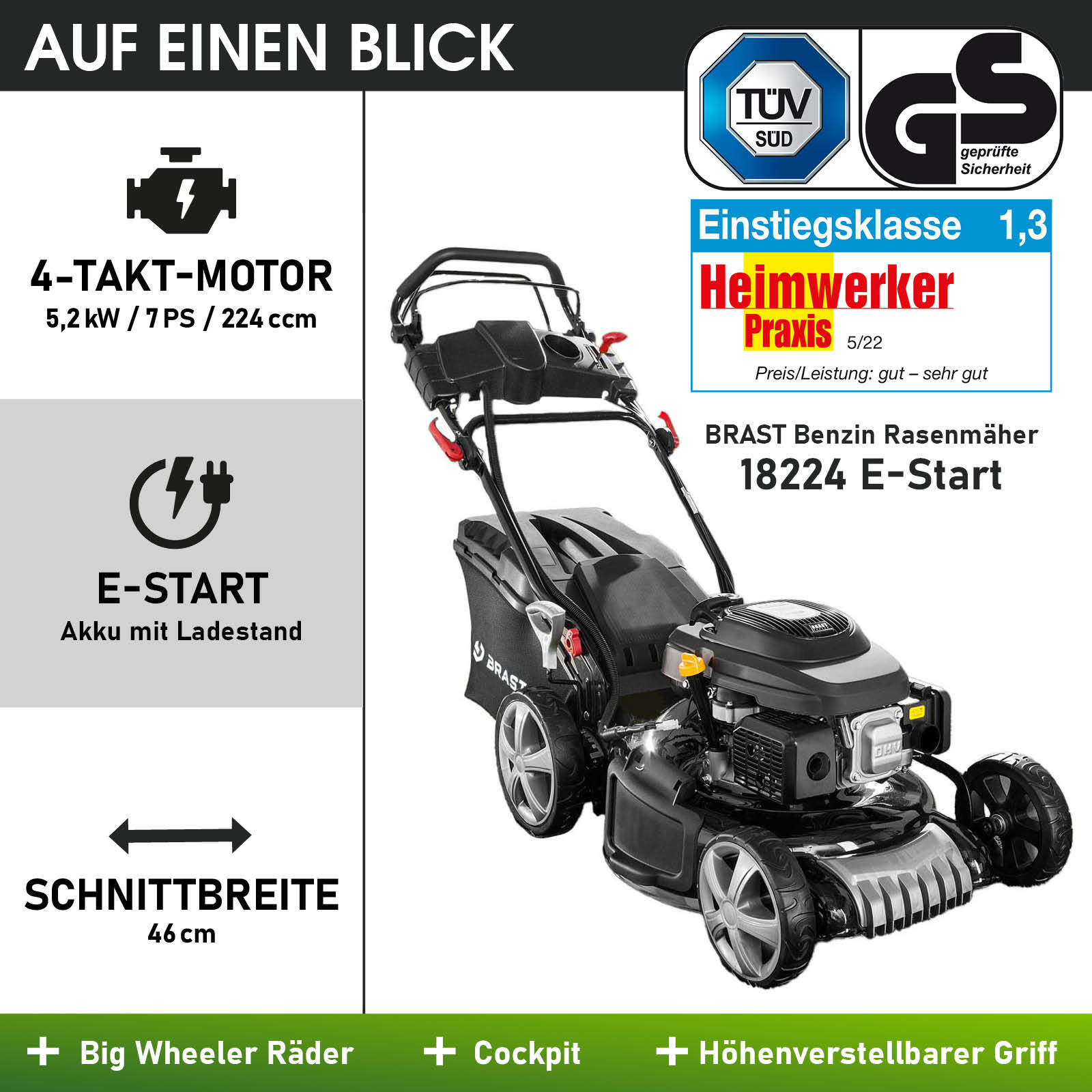 BRAST 5,2kW/7PS Rasenmäher (1004215002) online kaufen | eBay 