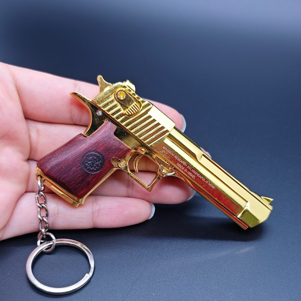 Gun Keychain with Wood Handle,Mini Desert Eagle Keychain Metal Pistol ...