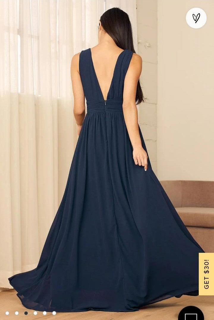 Navy Blue Maxi Dress | Womens | Medium | 100% Polyester | Lulus