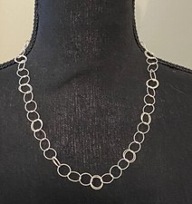Sterling Silver Diamond cut Circular/double links Necklace 20.5  