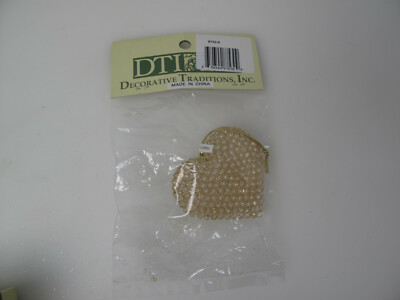 DTI Christmas Tree Ornament Decorative Heart Gold Glitter Hanger