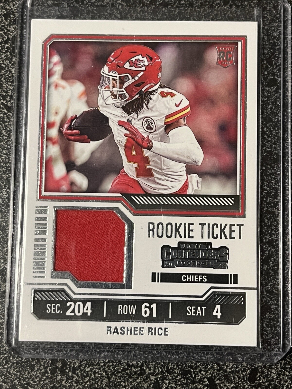 RASHEE RICE PANINI 2023 CONTENDERS ROOKIE TICKET RC PATCH K.C. CHIEFS