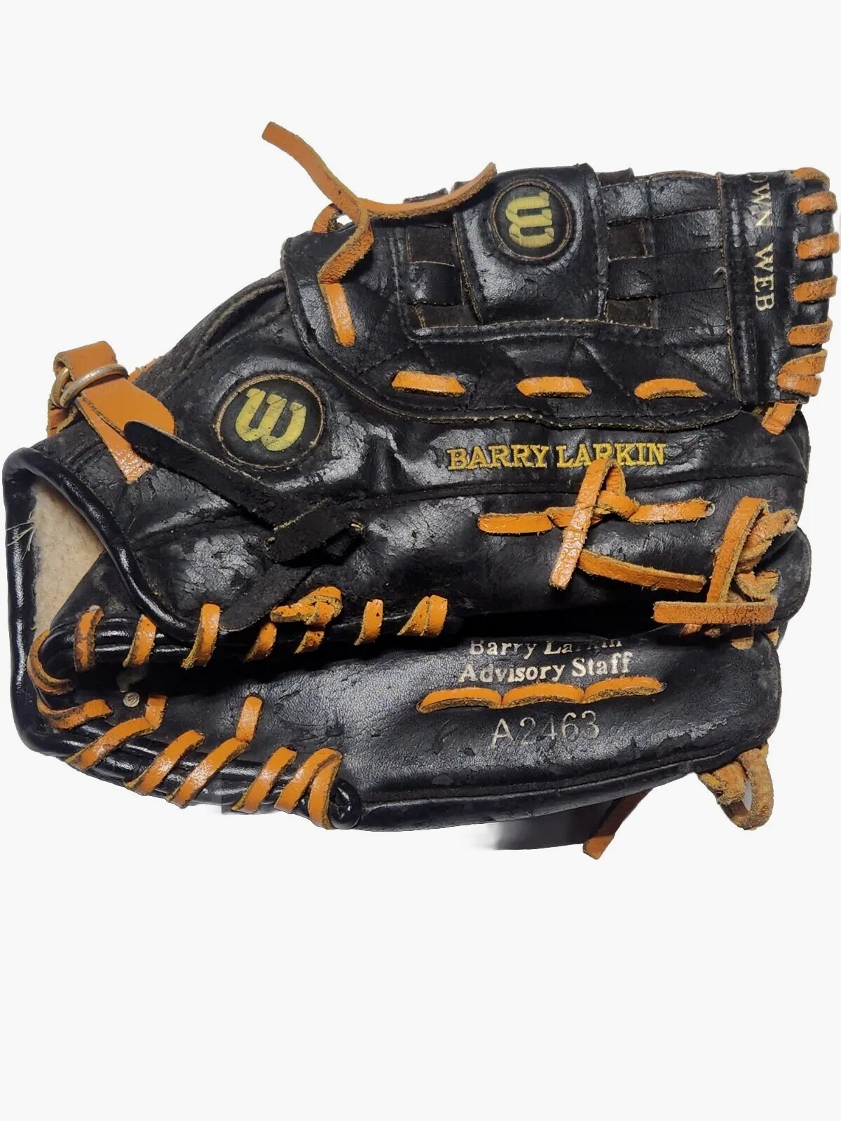 WILSON  BASEBALL PRO-BACK GLOVE, BARRY LARKIN #A2463 ADVISORY STAFF SERIES  VG+!