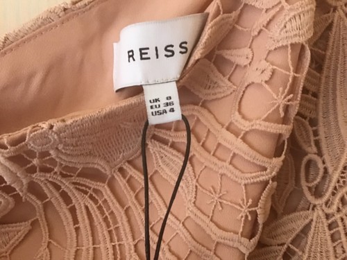 NWT Reiss Mena Lace Pink , Blush Midi Dress Size UK 8 - Picture 2 of 5