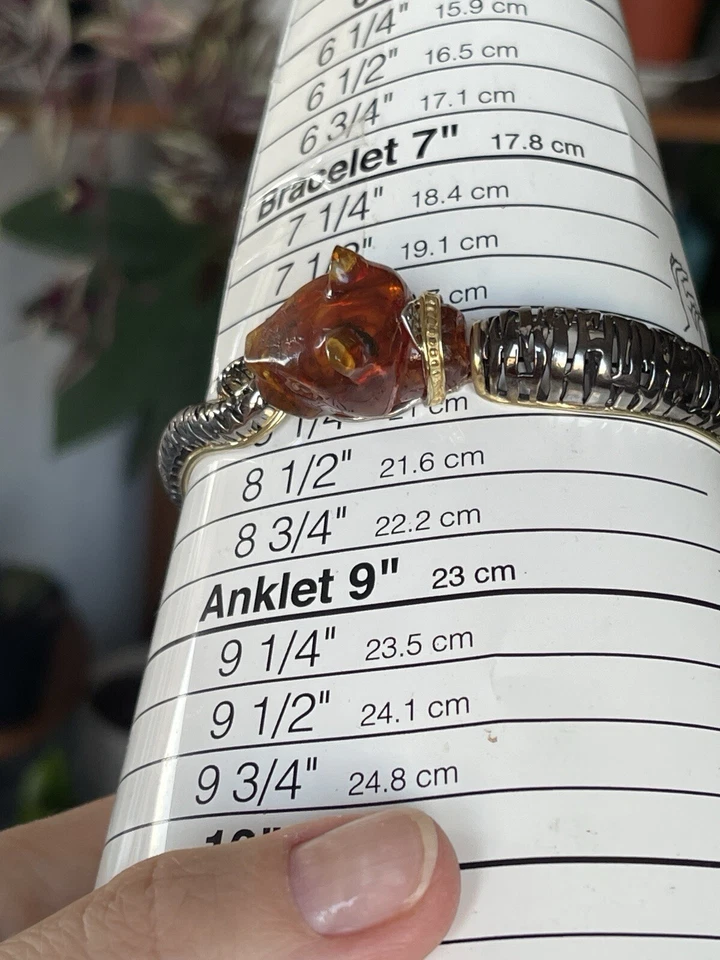 Brazalete Pantera Ámbar Tallado Plata 925 DEFECTUOSO por Michael Valitutti G3D Foto 4 de 4