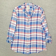 American Eagle Seriously Soft Button Down Shirt Mens Size XL Blue Linen Blend