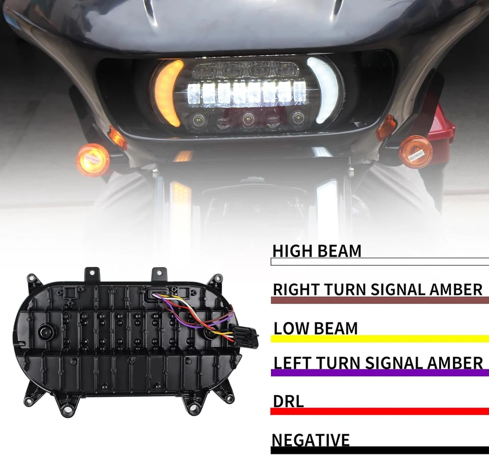 Faro LED DRL para Harley Road Glide 2015-2020 con señales de giro luz de circulación Foto 3 de 4