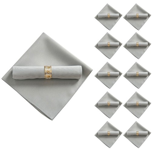 Serviettes En Satin Blanc CHROMACRAFT - Lot De 6 Serviettes De Table Réutilisables Élégantes