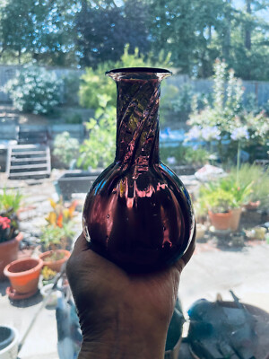 Beautiful Amethyst or Cranberry Swirl Bud Vase
