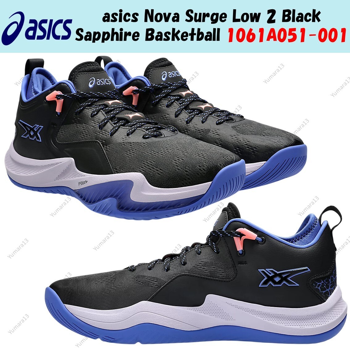 asics Nova Surge Low 2 Black Sapphire Basketball 1061A051