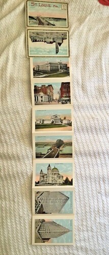 Vintage 1930's 40's Fold-Out Souvenir Postcard St. Louis Missouri w/ 18 Pictures - Picture 6 of 11