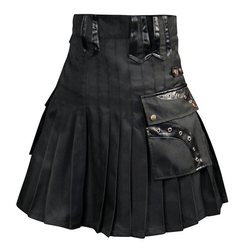 Lady Gothic Faltenrock Tasche Herren Schottland Skater Punk Retro Rave Schwarz - Bild 5 von 12