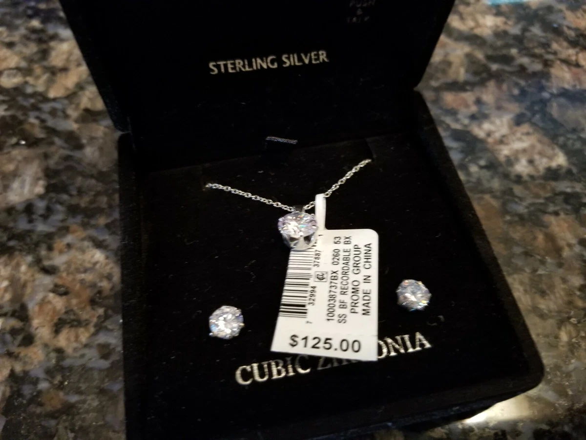 GIANI BERNINI STERLING SILVER CUBIC ZIRCONIA NECKLACE AND EARRINGS