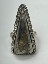 Sterling Silver Earth Toned Quartz Triangle Ring Size 6.75