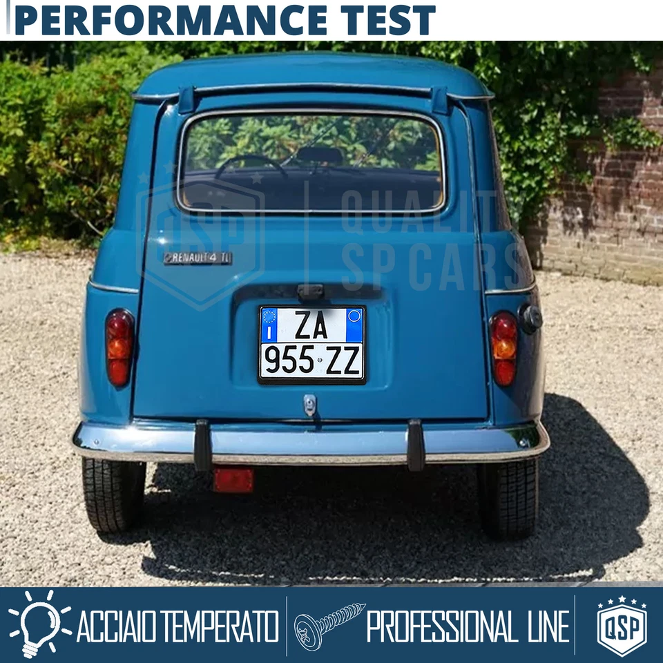Portatarga POSTERIORE per Renault 4 Quadrato Kit COMPLETO in ACCIAIO - Immagine 2 di 4