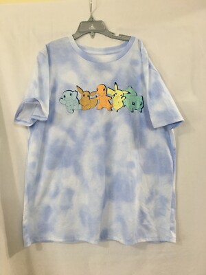 New Girls' Pokemon Tie-Dye Short Sleeve Graphic T-Shirt Blue U