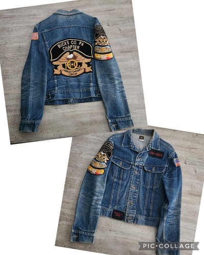 Vintage 80s Harley Davidson Distressed Denim Trucker Jacket 42L Made in USA