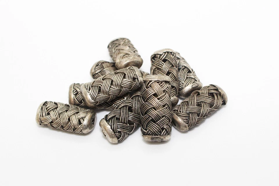 Cuentas de tubo plano de celosía esmaltada 10 mm x 18 mm x 6 mm, agujero de 1,2 mm, 10 piezas, EN-12, 13, 14, 15 Foto 3 de 4