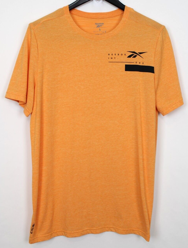 REEBOK Size L Men's T Shirt Pullover Short Sleeve Crew Neck Orange