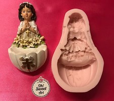 FIRST COMMUNION PRAYING GIRL silicone mold fondant cake decorating toppers wax
