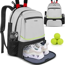 Tennis Bag Tennis Backpack 2 Racket Insulated Pocket Ventilated Shoe Compartment
