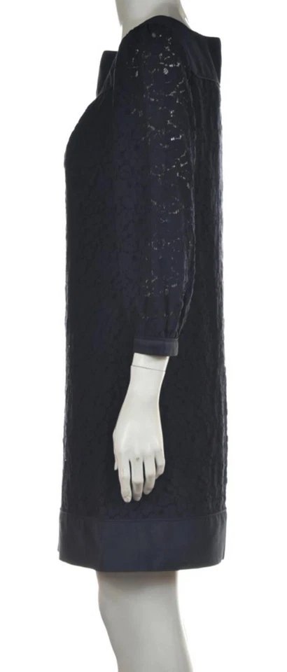 Thread Social Womens Dress Size 4 Navy Blue Solid Shift Above Knee 3/4 Sleeve — 第 3/4 张图片