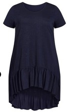 Avenue Ella Ruffle Plain Dress- Navy- 22/24 NWT- Pockets