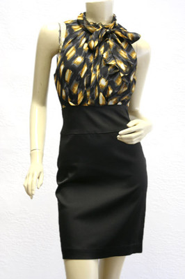 Robe Sans Manches BCBG Max Azria - Taille 8 (US) - Couleur Goldenrod Combo - Neuf Avec étiquette