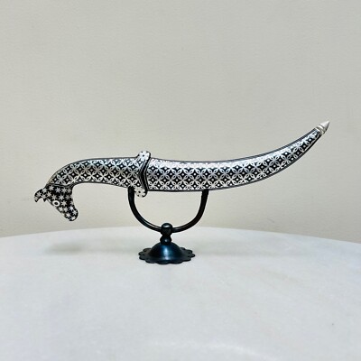 Indian handcrafted indo Persian dagger in Silver koftgari & horse hilt head