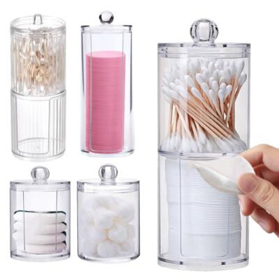 Make-up Organizer Wattestäbchenhalter Wattepadbox klar Kunststoffbox mit Deckel