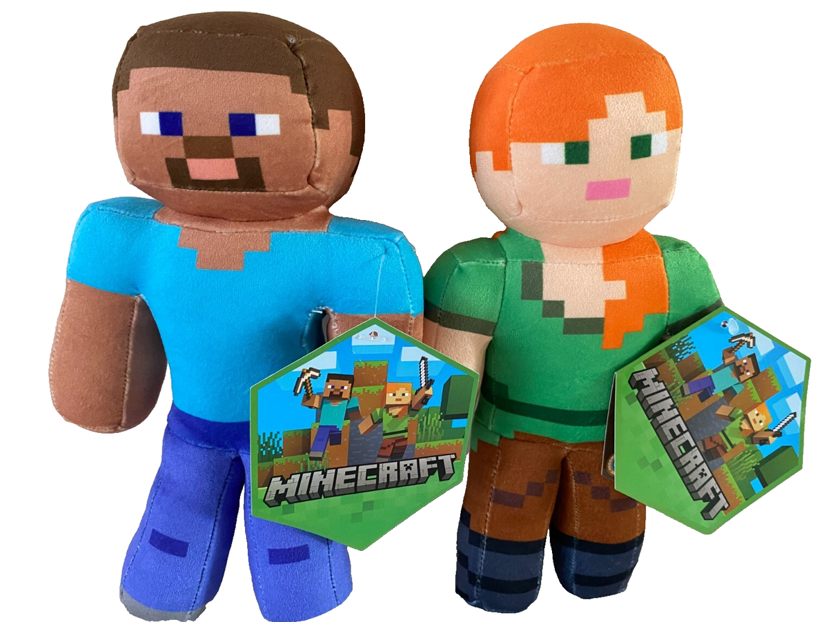 Set of Plush Toys Minecraft Alex Steve Inch NWT Soft