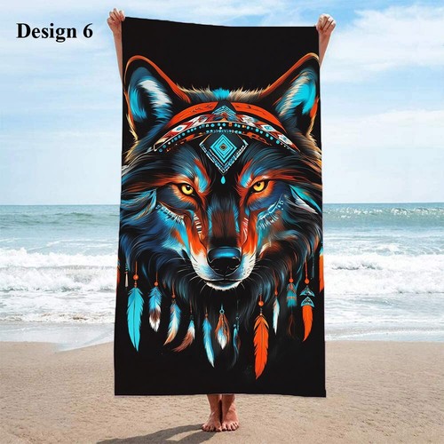 Cool Tribal Chief Wolf Large Pool Swim Spa Beach Towel Christmas Birthday Gift - Picture 17 of 21
