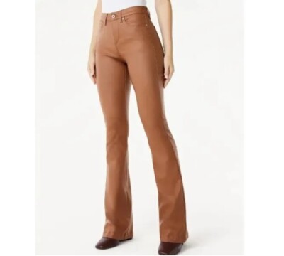  SOFIA JEANS by SOFIA VERGARA MELISA HIGH RISE FLARE COATED BROWN SIZE 18