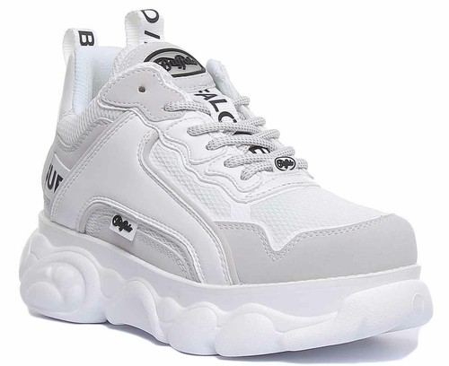 Buffalo Cld Chai Vegan Chunky Sole Lace Up In White Size Uk 3 - 8