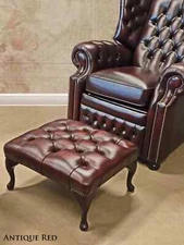 Footstool Chesterfield Queen Anne Italian Premium Quality Leathers Traditional