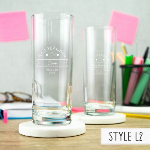 Personalisierte Hiball Glas Lehrer Geschenkidee Ihre eigene Nachricht Ende der Schule Geschenk - Bild 6 von 10