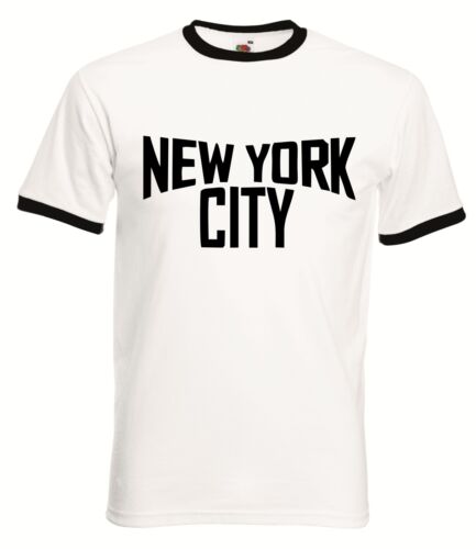 New York City Ringer T-Shirt - T-shirt rétro John Classic Lennon Music Imagine - Photo 1/2
