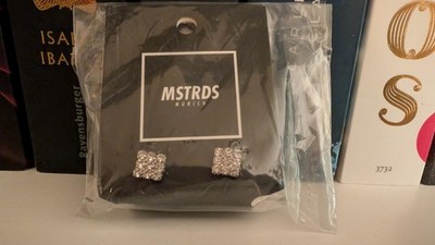 Ohrringe Ohrstecker Quadratisch Silber/Weiß Strass Neu