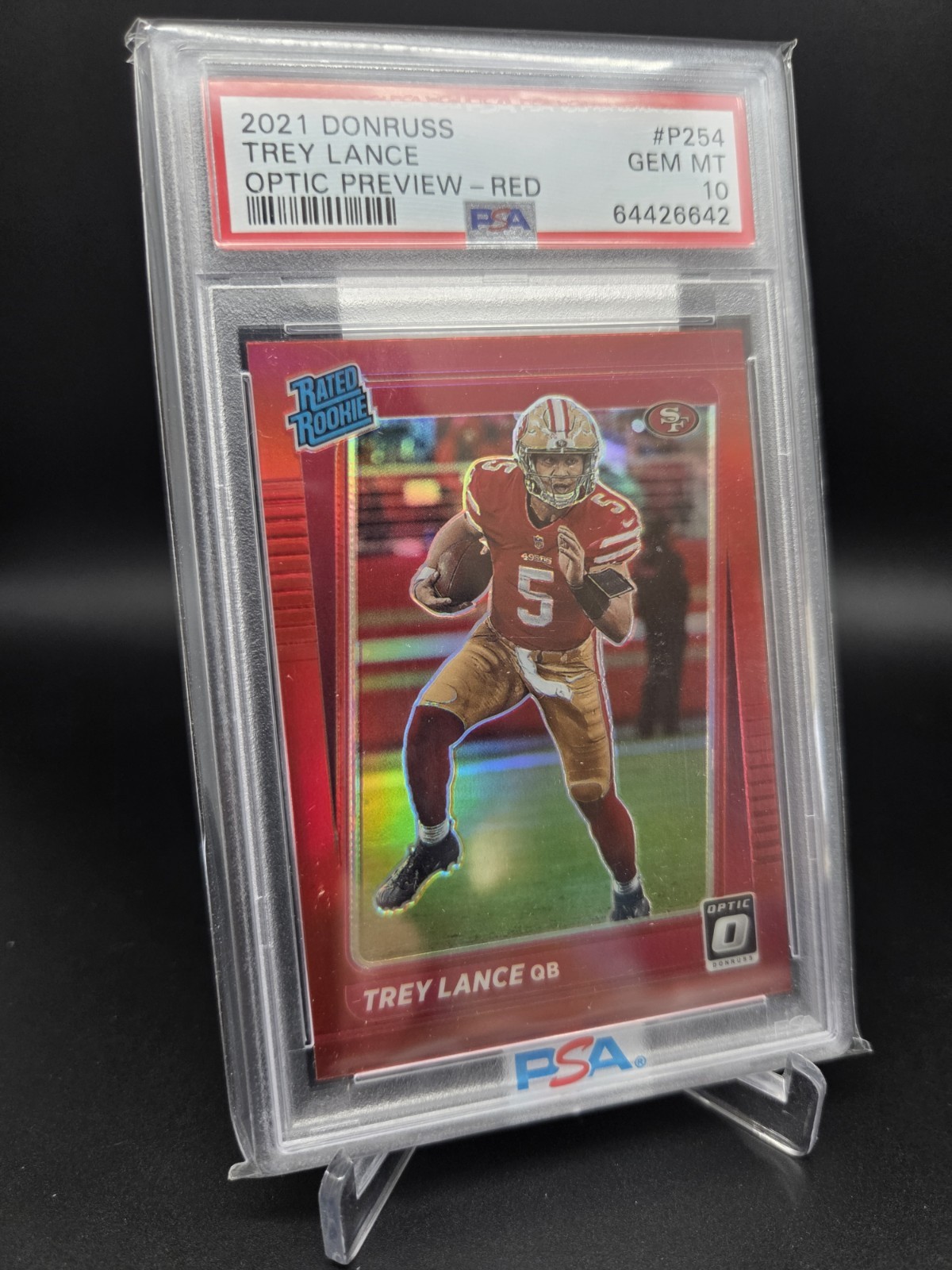 2021 TREY LANCE Donruss Optic Preview RED PRIZM ROOKIE #P254 PSA 10 CHARGERS