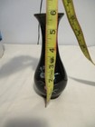 Vintage Black Lacquer Over Brass Vase Floral Mother of Pearl Inlay — photo 8