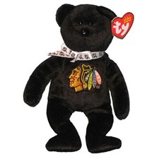 TY Beanie Baby - STANLEY the Bear (BLACK) (Chicago Blackhawks Limited) (8.5 in)