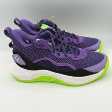 Under Armour Curry 3Z 24 SDE Basketball Shoes Kids 5Y Purple Green 3028401-501