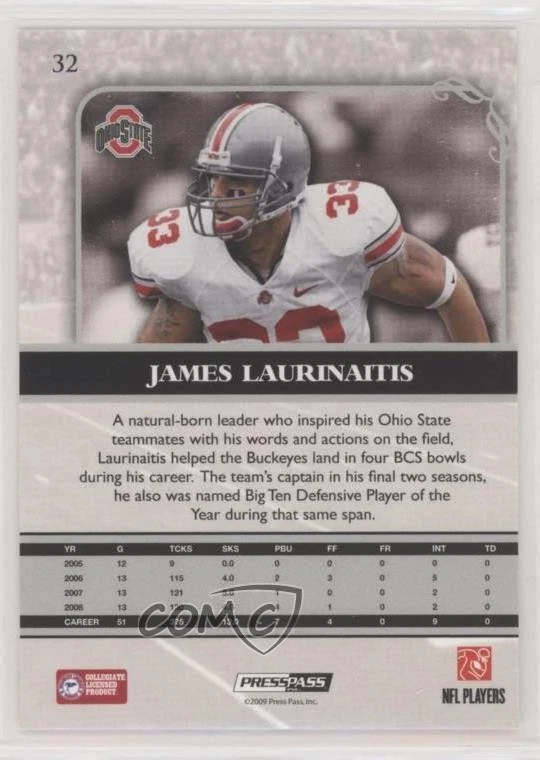 2009 Press Pass Legends James Laurinaitis #32 Rookie RC - Image 2 of 2