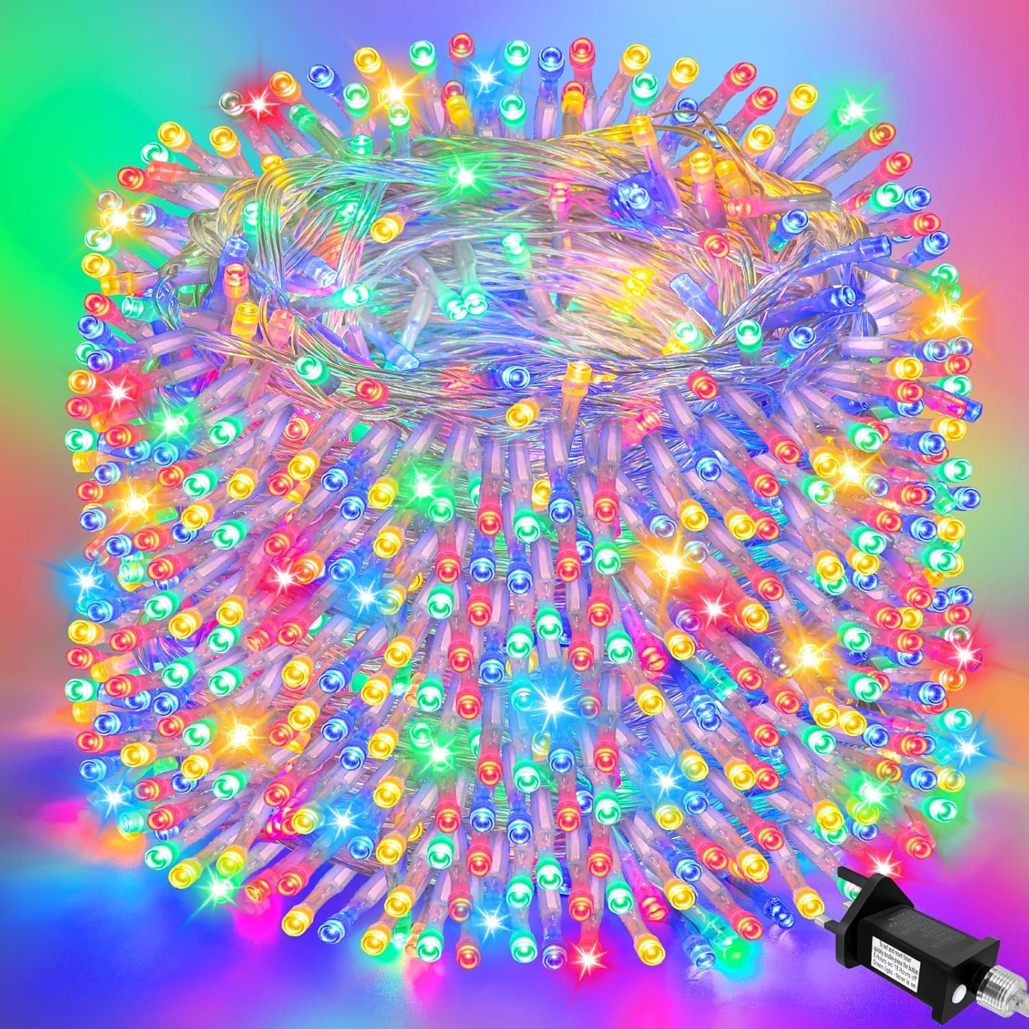 Christmas Lights Outdoor with Timer 8 Modes Plug in 400 LED 131Ft/40M Fairy Lig