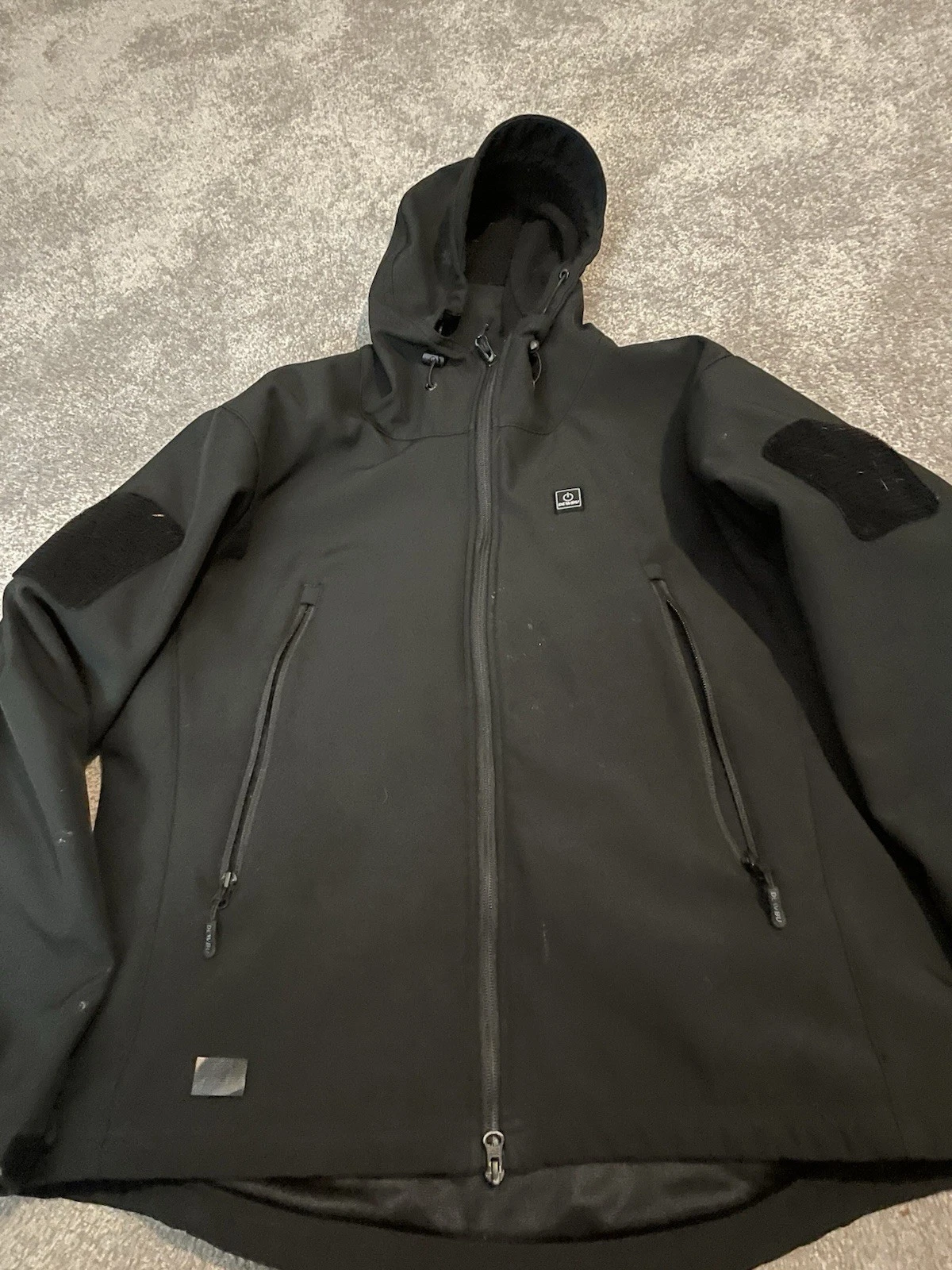 DEWBU Heated Hooded Jacket Black Men's L Zip Mid-Length Outdoor