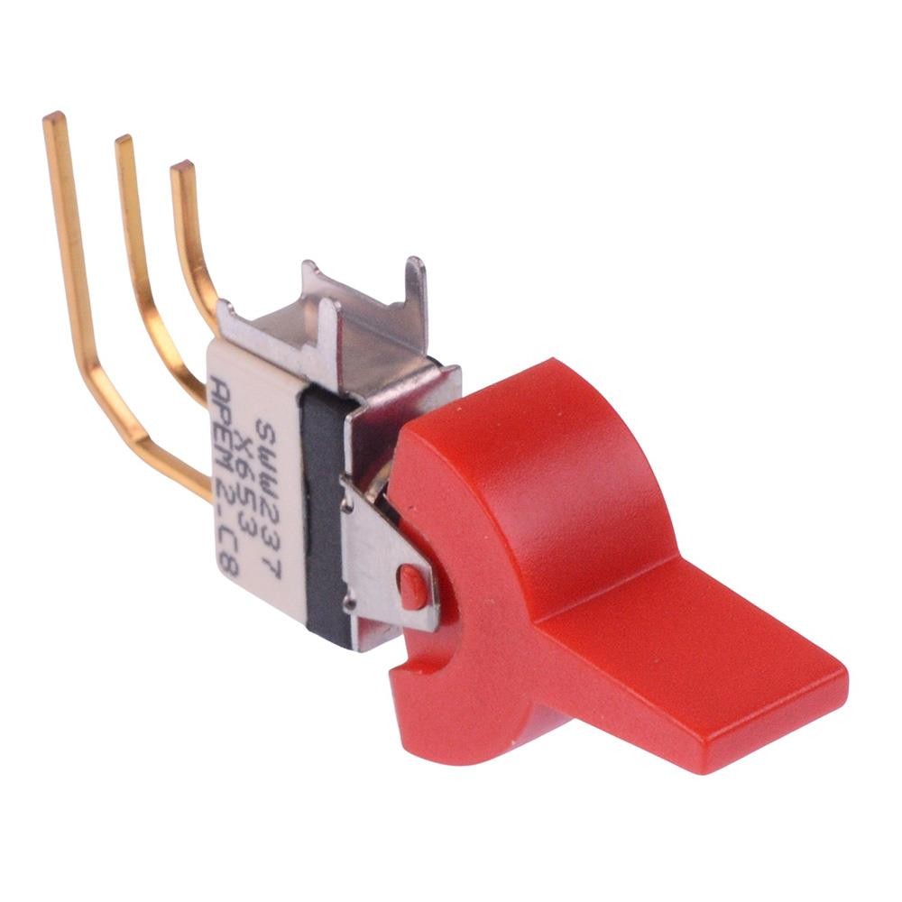 SWW237CD6X653 APEM Red (On)-Off-(On) Momentary PCB Mini Toggle Switch SPDT 0.4A